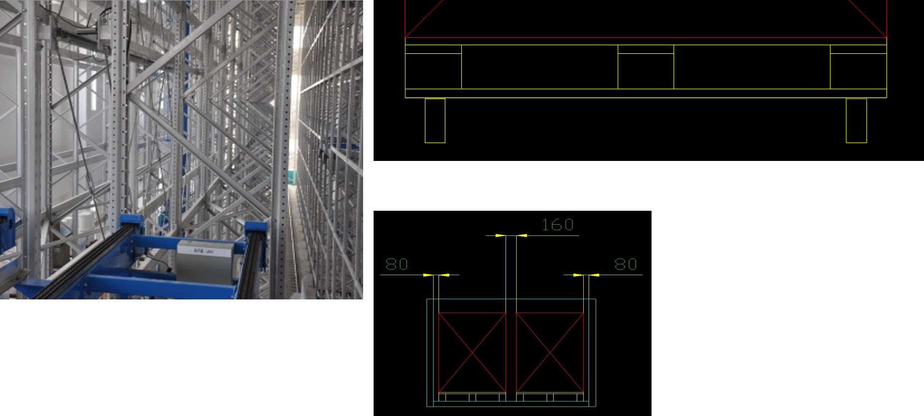 Racking system — installed and engineering drawing
